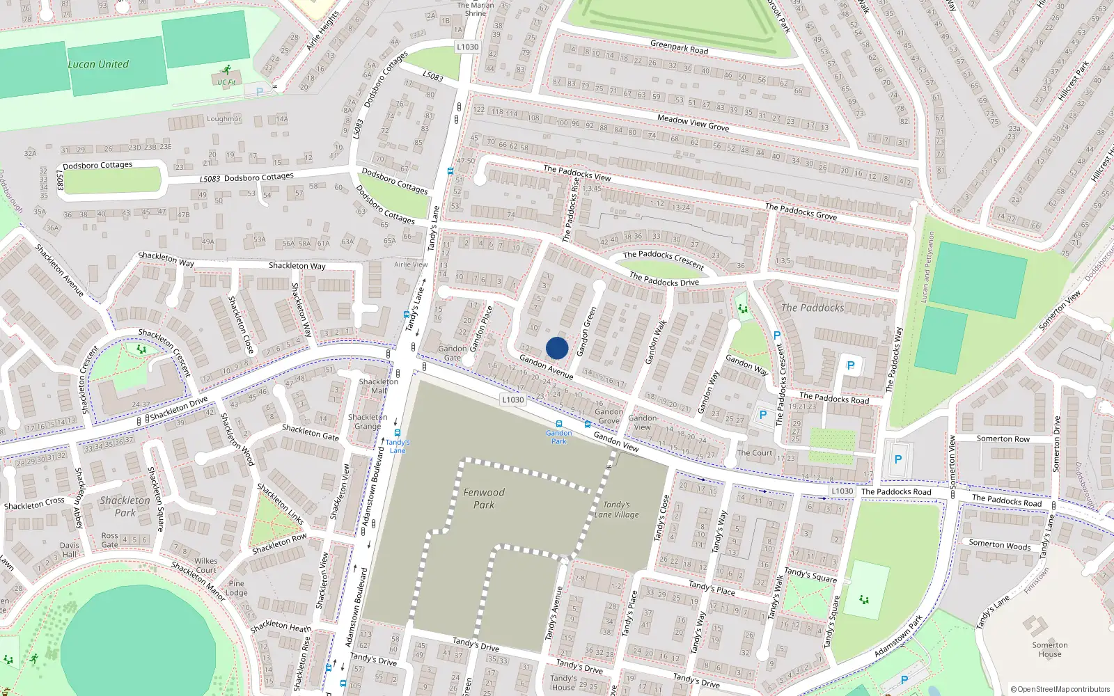 Overhead map showing the location of 3 Gandon Green, Lucan