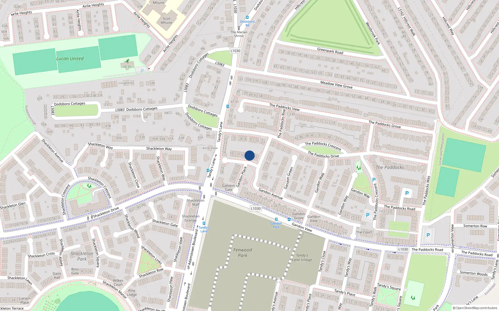 Overhead map showing the location of 3 Gandon Place, Lucan