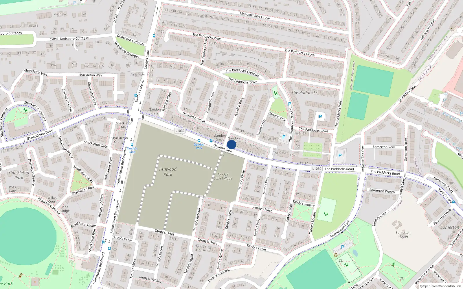 Overhead map showing the location of 3 Gandon View, Gandon Park, Lucan