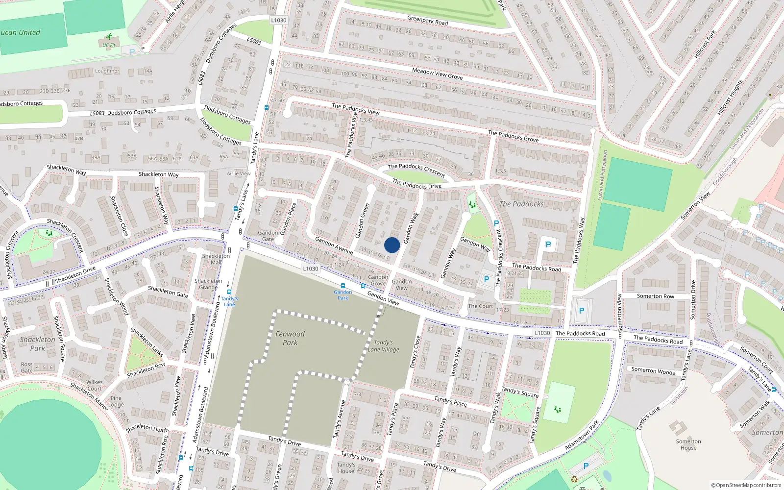 Overhead map showing the location of 3 Gandon Walk, Lucan