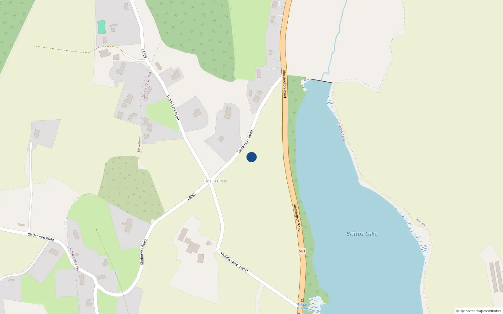 Overhead map showing the location of 3 Glenaraneen Cottages, Brittas