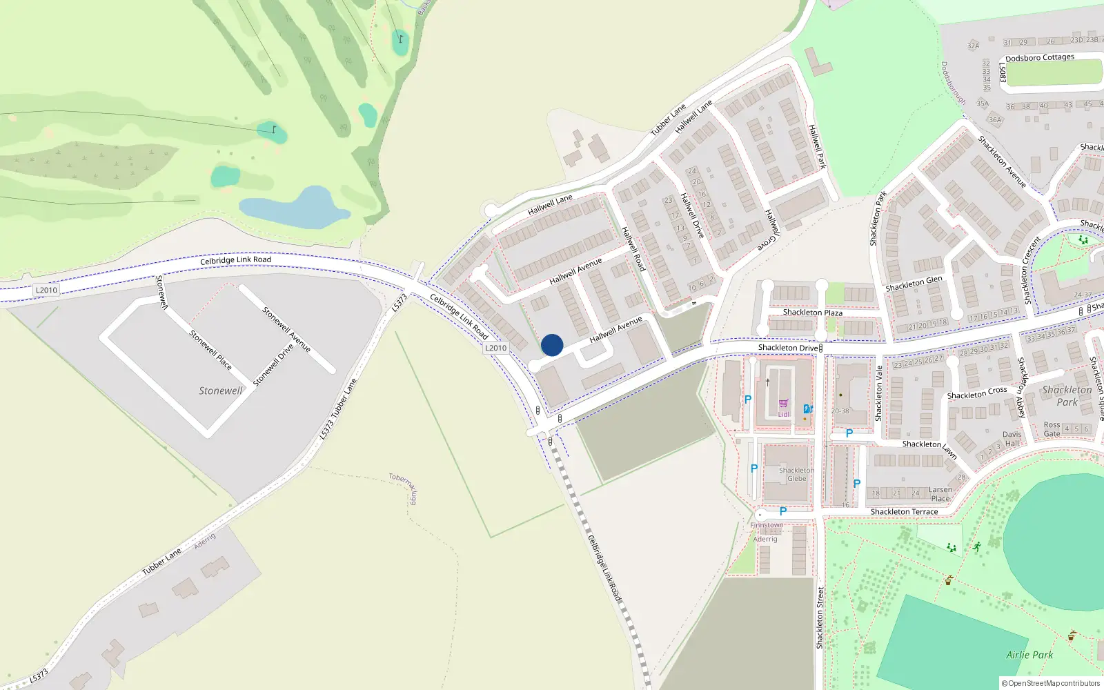 Overhead map showing the location of 3 Hallwell Avenue, Lucan
