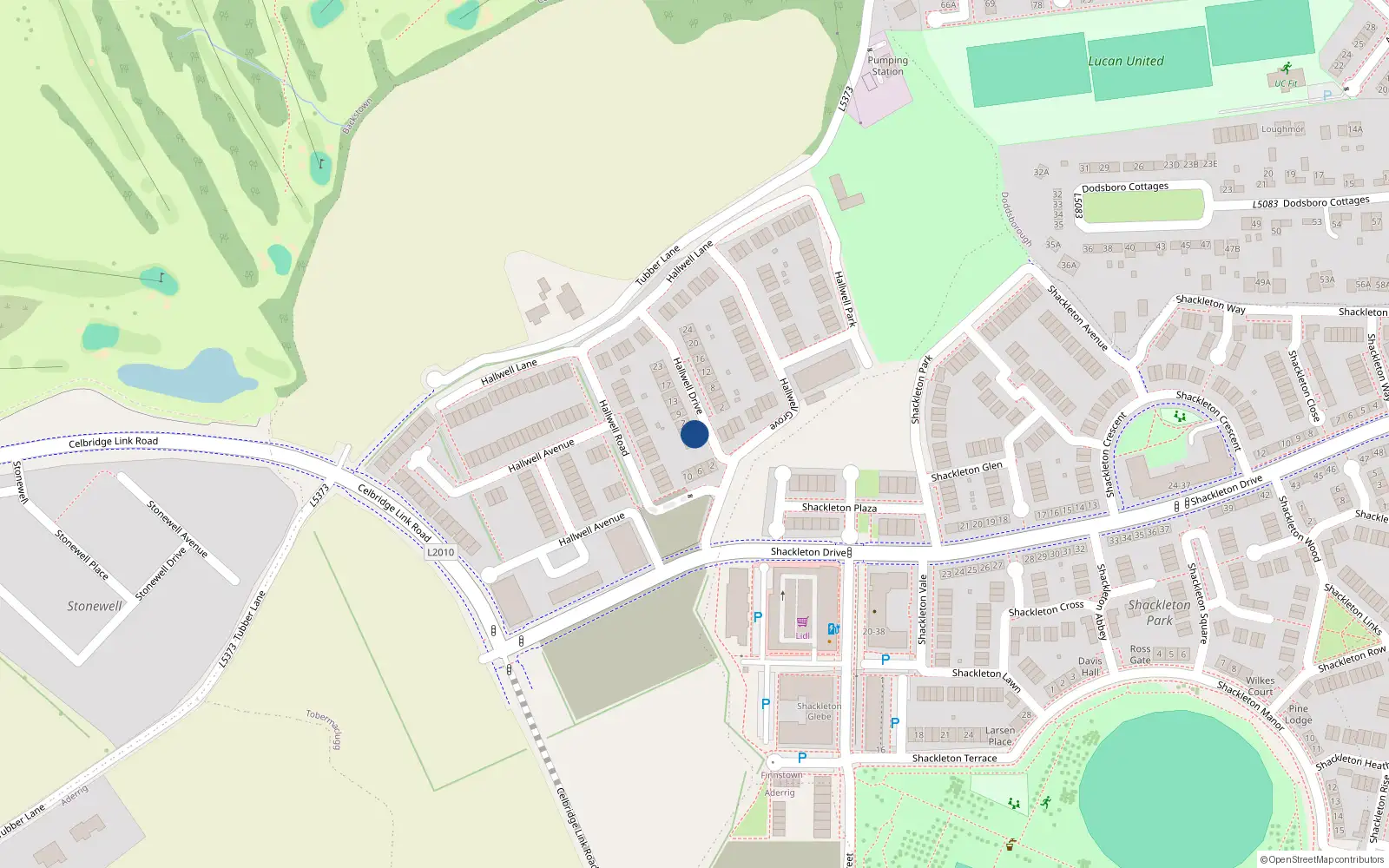 Overhead map showing the location of 3 Hallwell Drive, Lucan