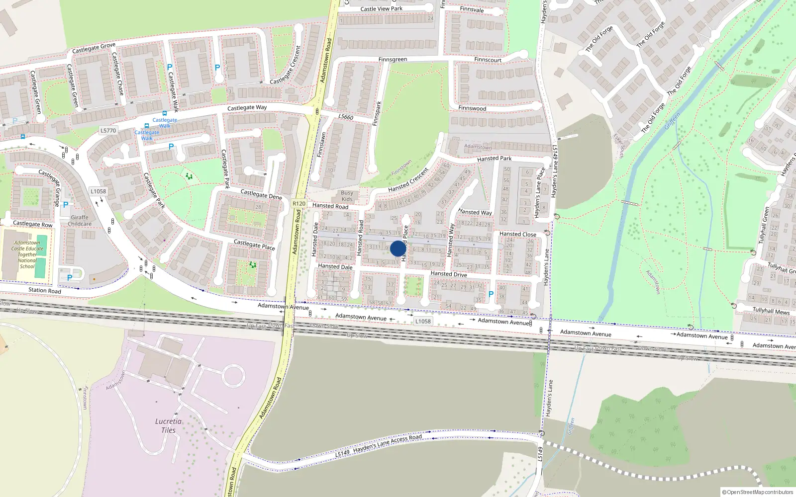 Overhead map showing the location of 3 Hansted Place, Lucan