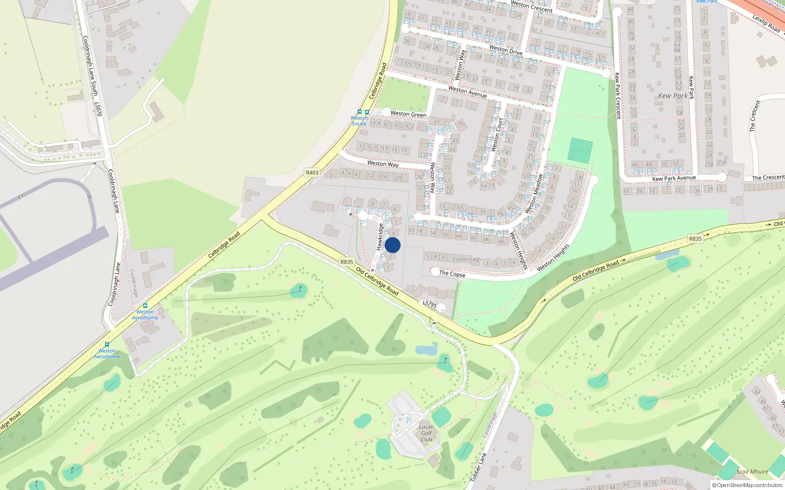 Overhead map showing the location of 3 Hawkridge, Lucan