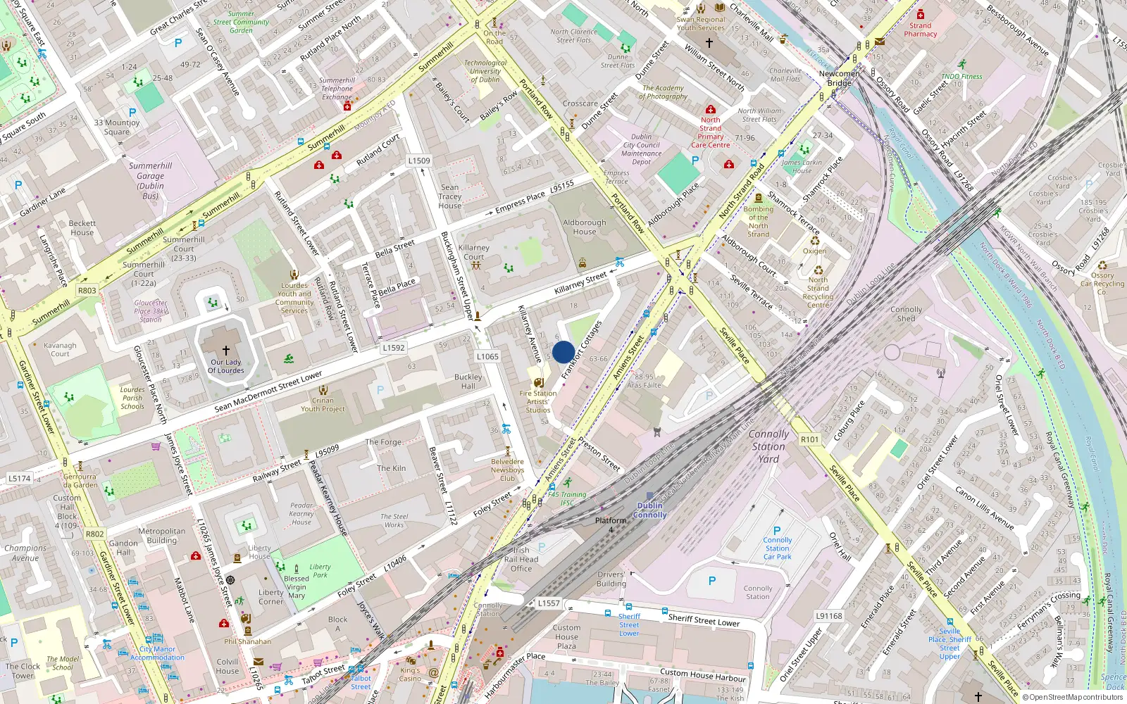 Overhead map showing the location of 3 Hewardine Terrace, Dublin 1