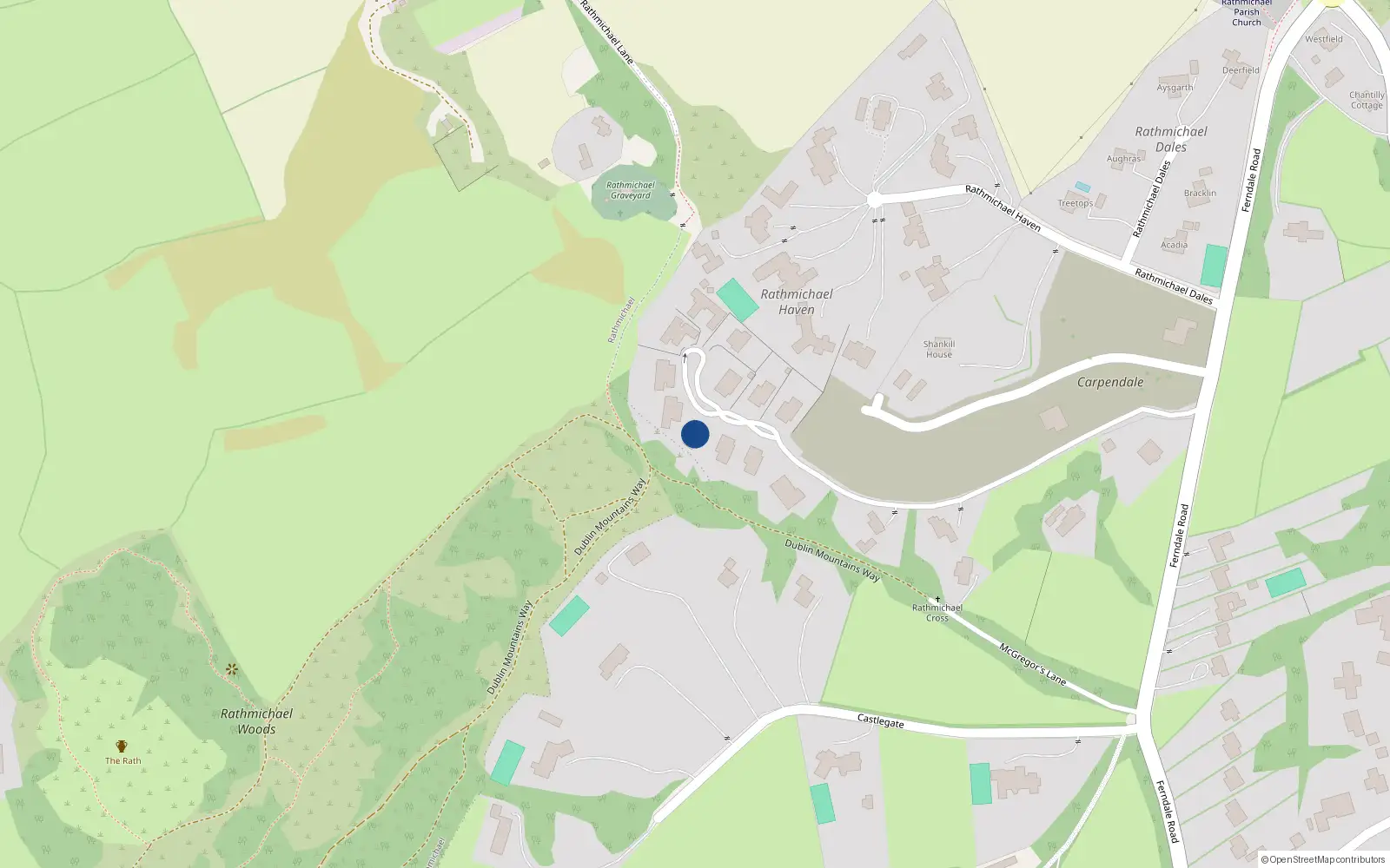 Overhead map showing the location of 3 Hillfield, Rathmichael