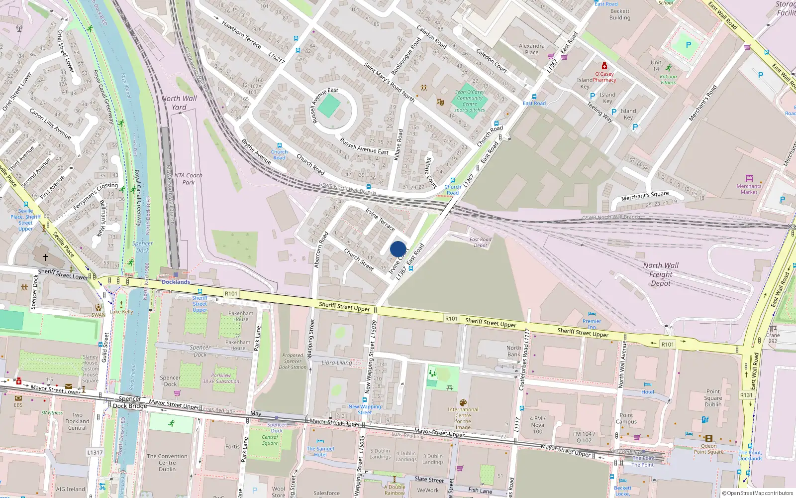 Overhead map showing the location of 3 Irvine Court, Dublin 3