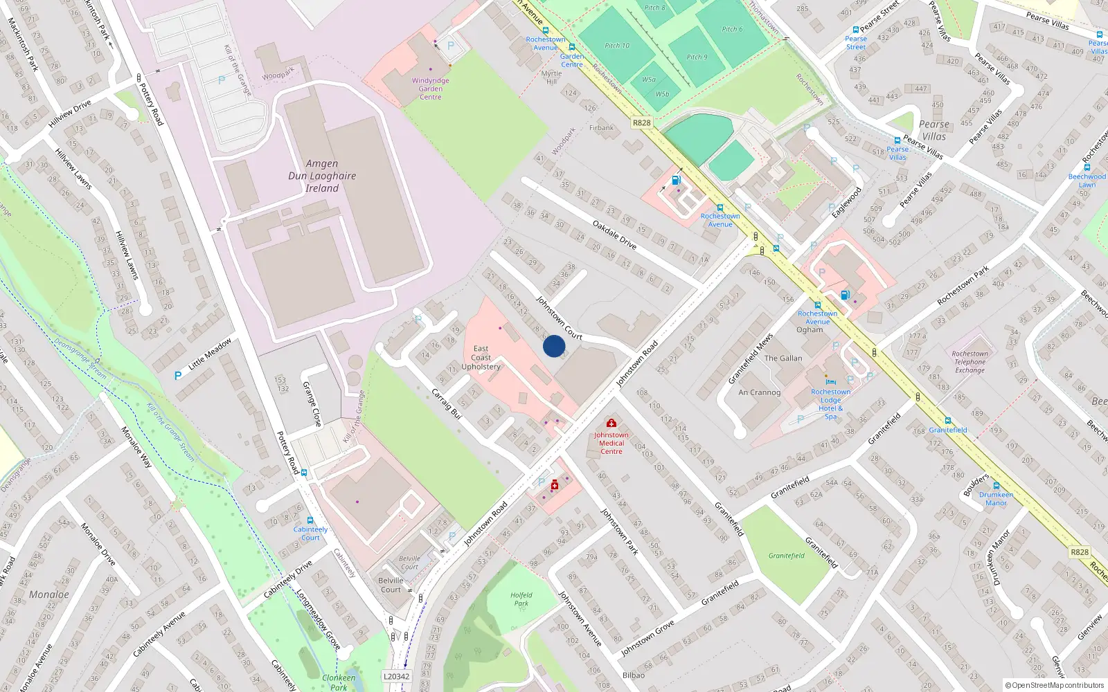 Overhead map showing the location of 3 Johnstown Court, Dublin