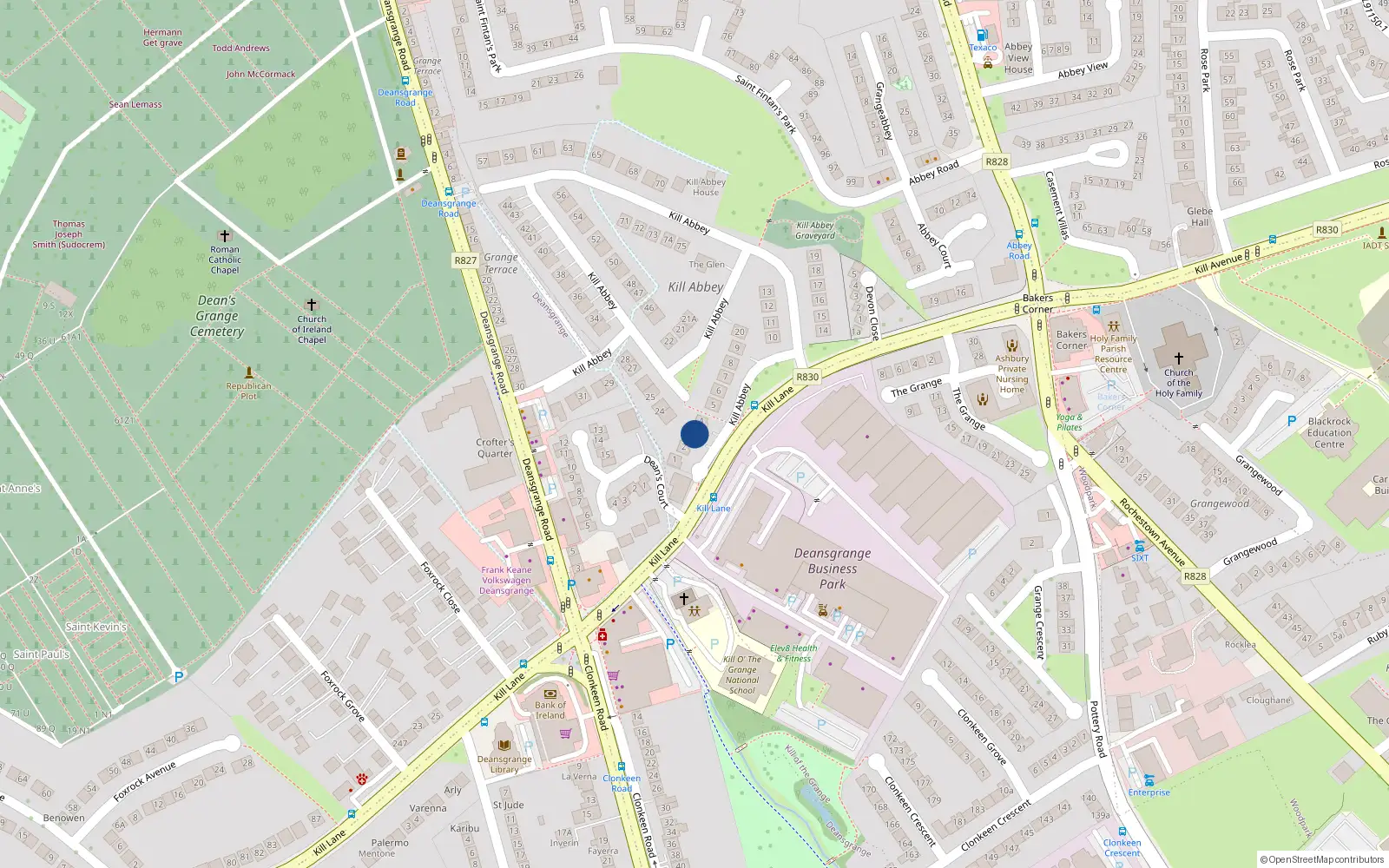 Overhead map showing the location of 3 Kill Abbey, Blackrock