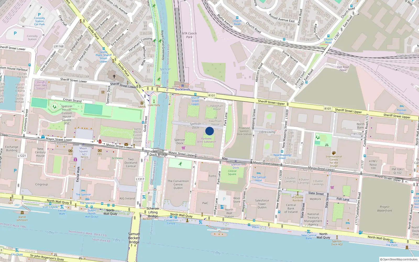 Overhead map showing the location of 3 Killashee House, Spencer Dock, Dublin 1