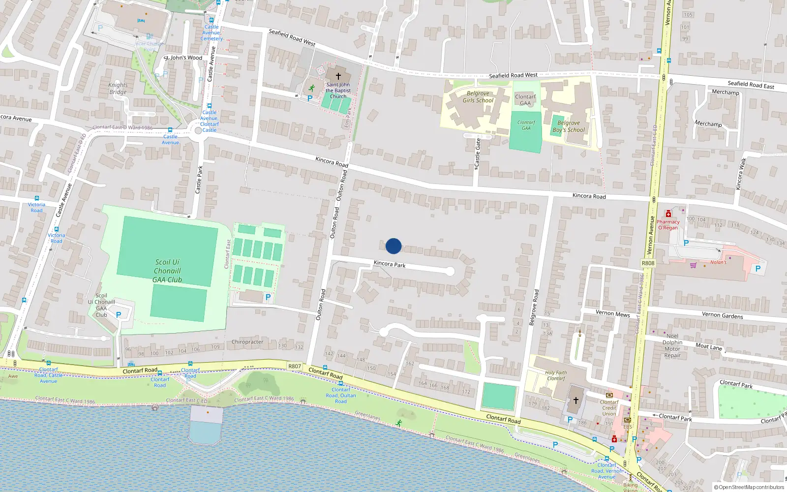 Overhead map showing the location of 3 Kincora Park, Dublin 3