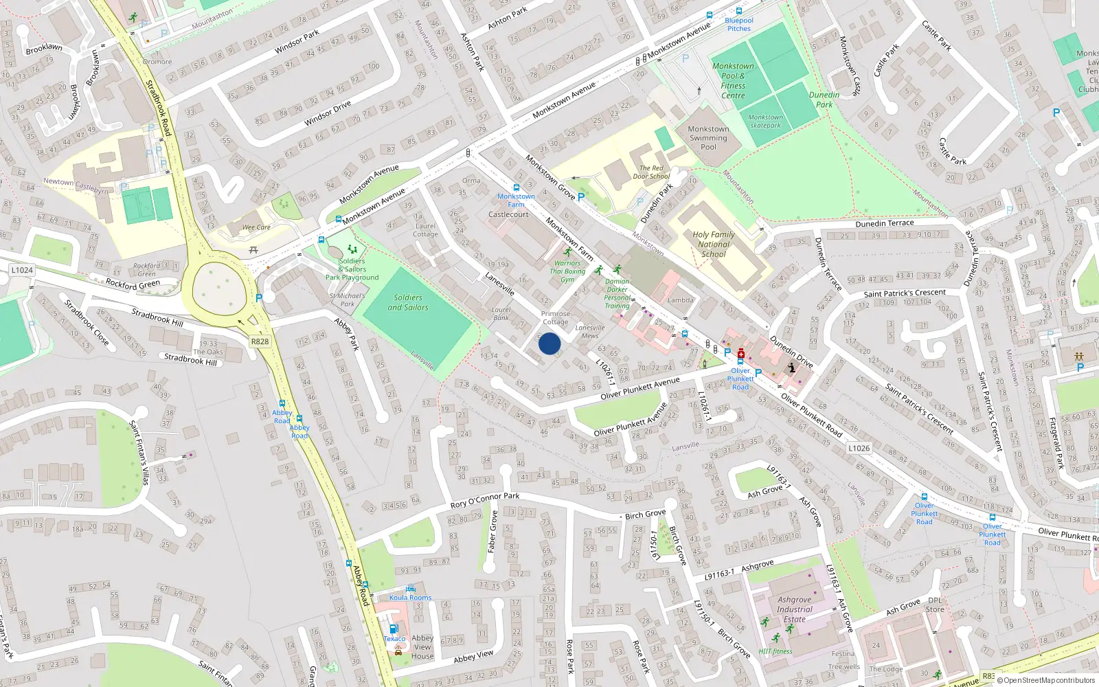 Overhead map showing the location of 3 Laurel Bank, Lanesville, Dun Laoghaire