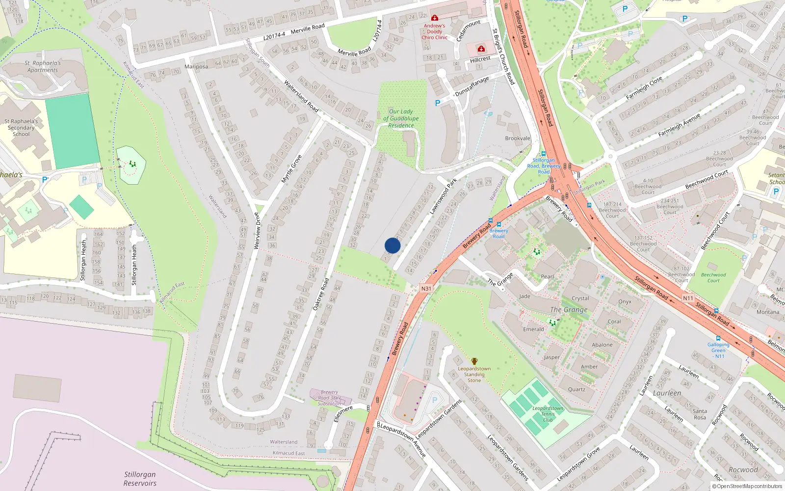 Overhead map showing the location of 3 Lawnswood Park, Dublin
