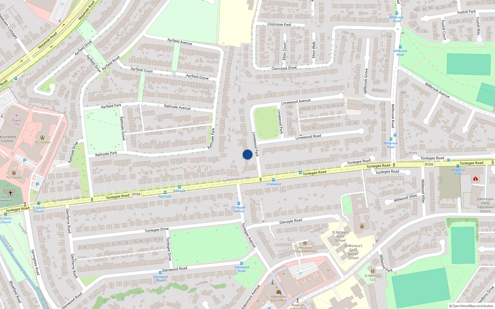 Overhead map showing the location of 3 Limewood Court, Dublin 5