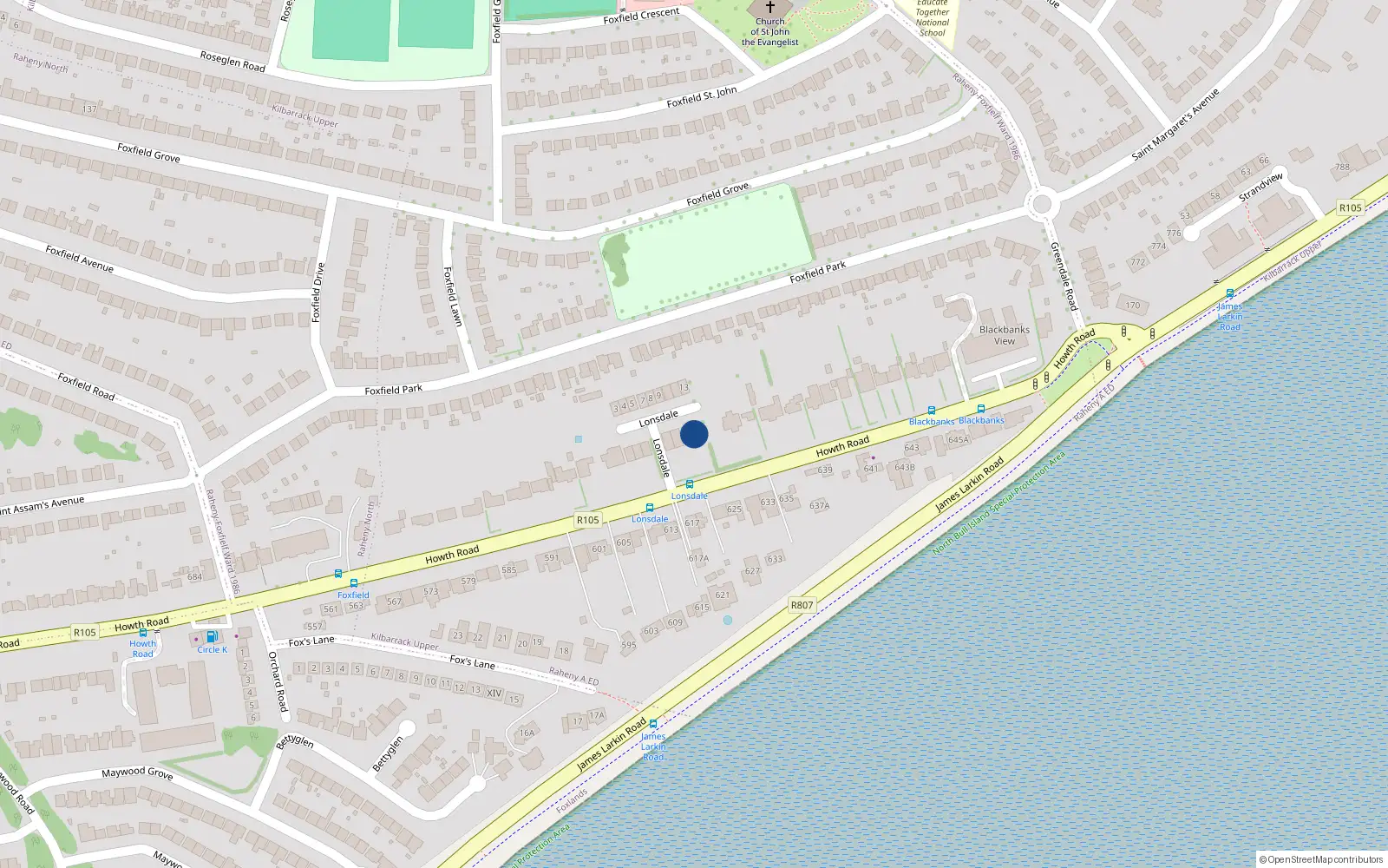 Overhead map showing the location of 3 Lonsdale, 728 Howth Road, Dublin 5