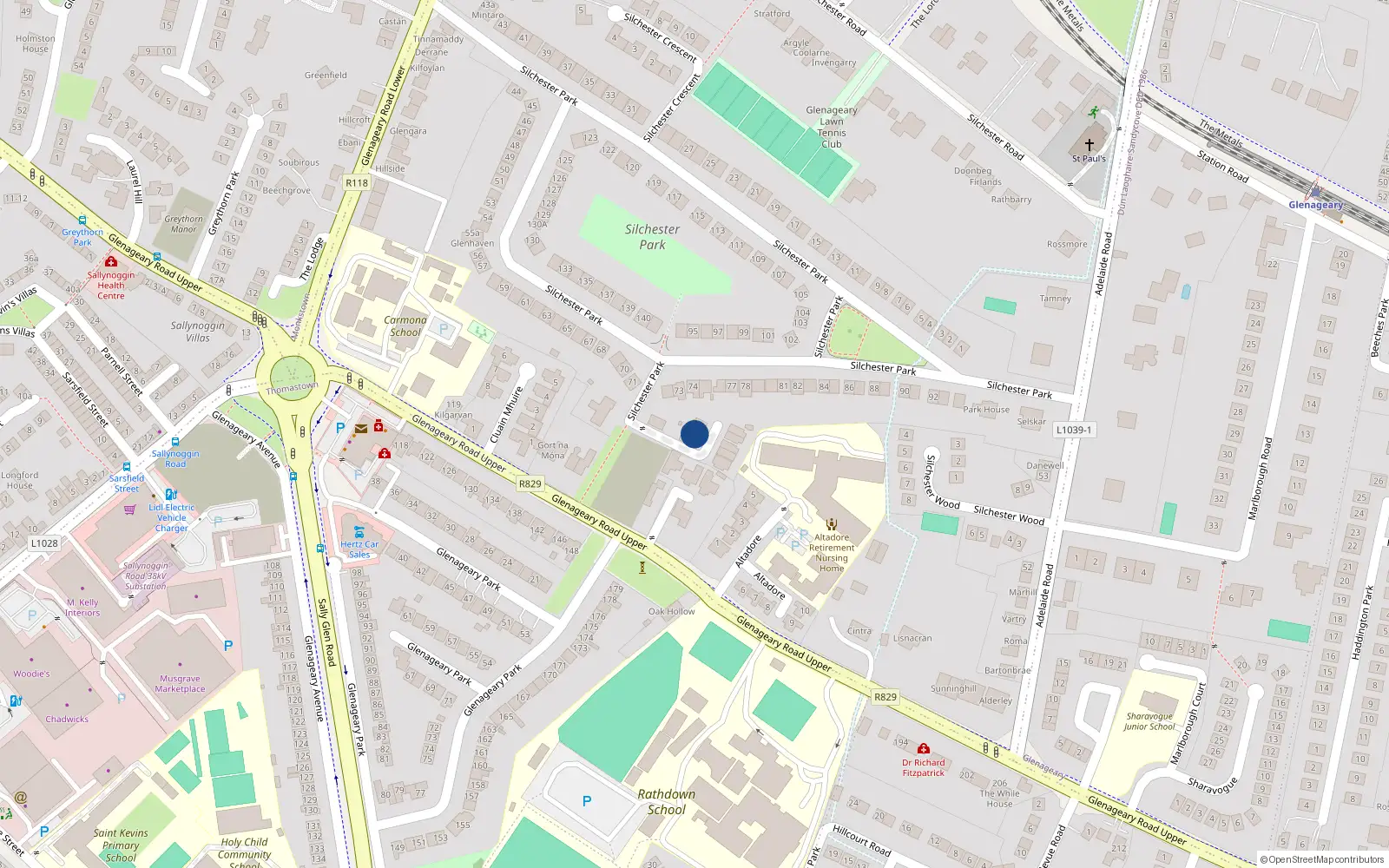 Overhead map showing the location of 3 Lynwood, Silchester Park, Glenageary