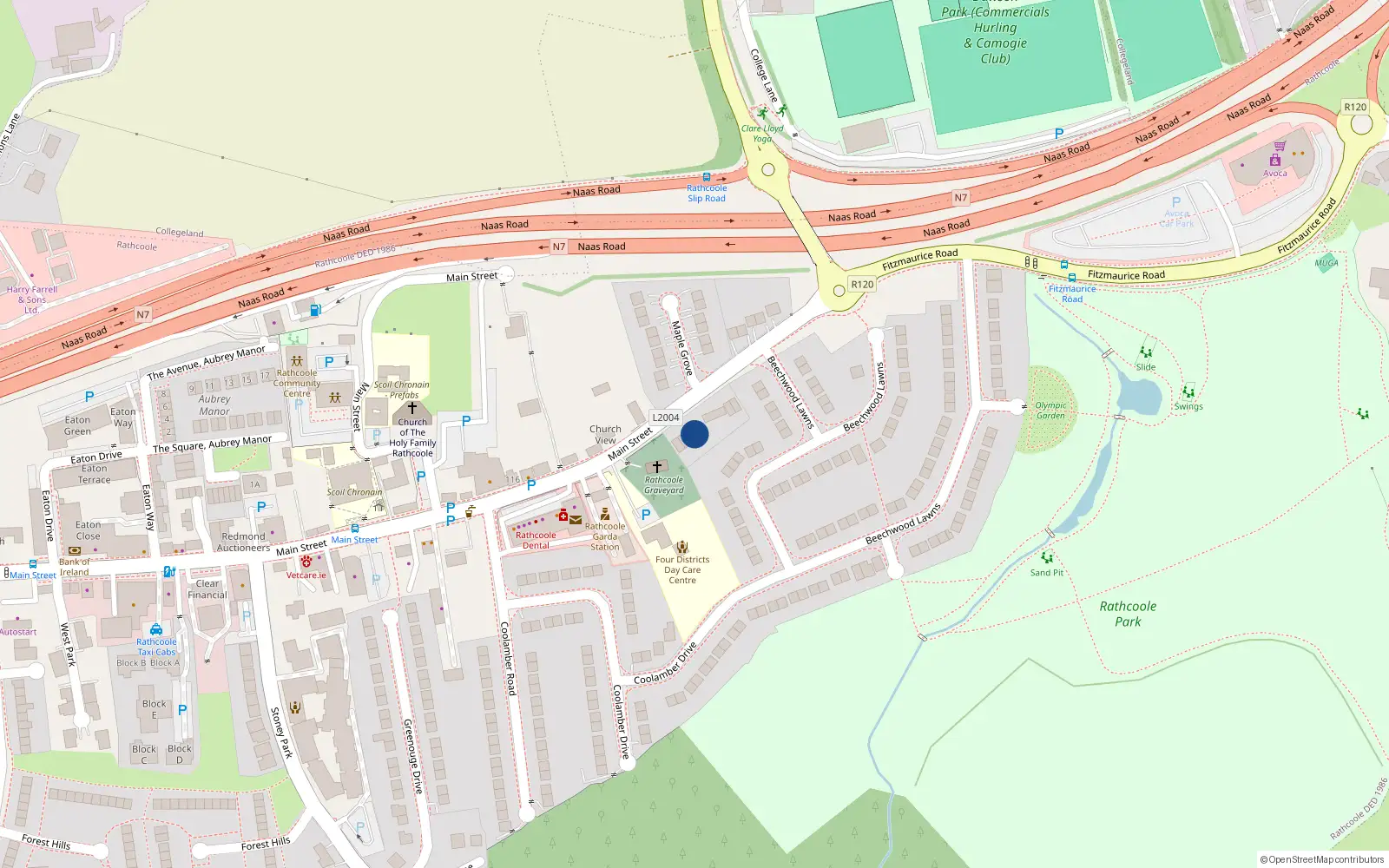 Overhead map showing the location of 3 Main Street, Rathcoole