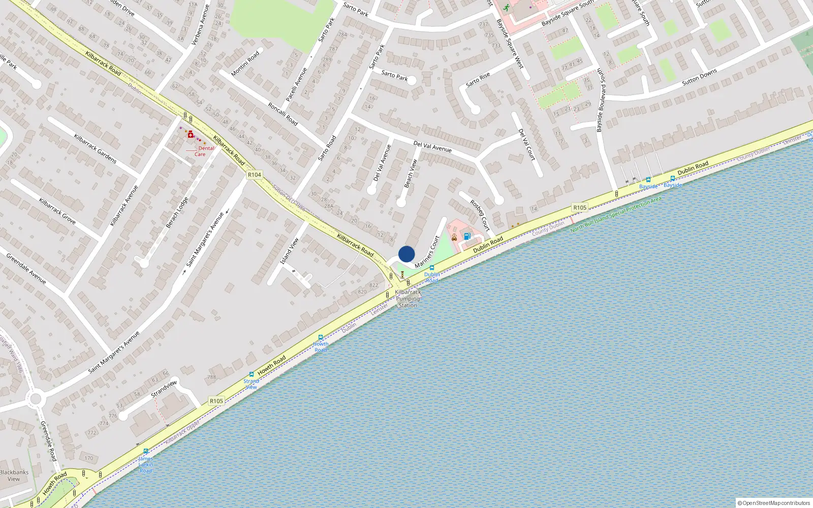 Overhead map showing the location of 3 Mariners Court, Dublin Road, Kilbarrack