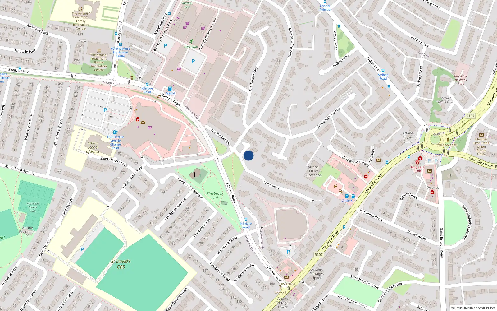 Overhead map showing the location of 3 Maryfield Woods, Artane, Dublin 5