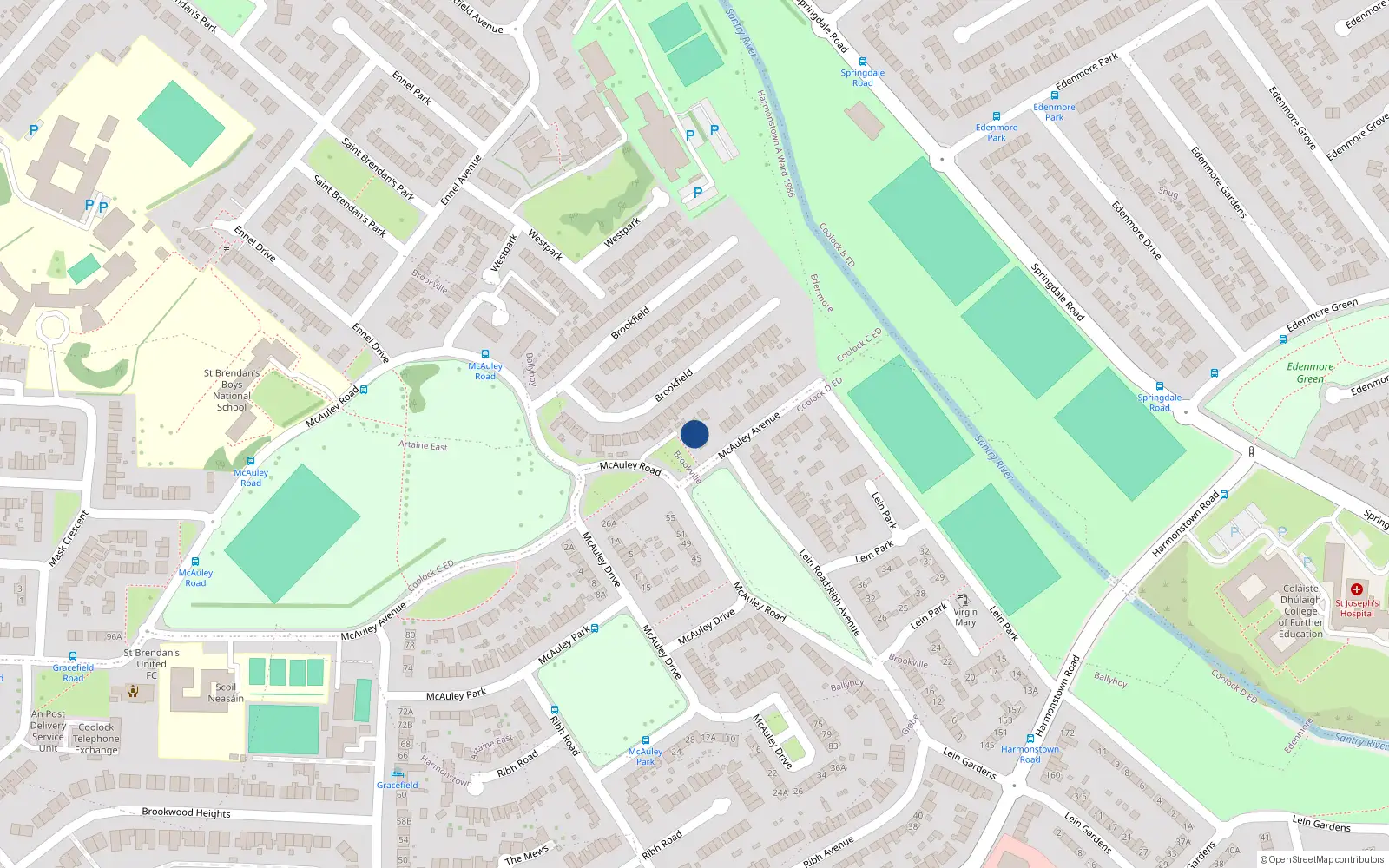 Overhead map showing the location of 3 McAuley Avenue, Dublin 5
