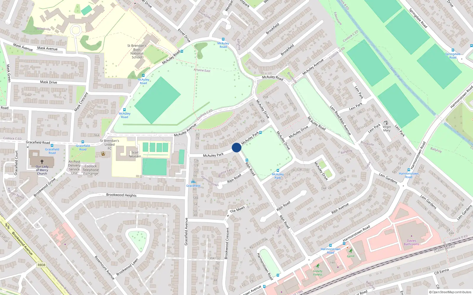 Overhead map showing the location of 3 McAuley Park, Dublin 5