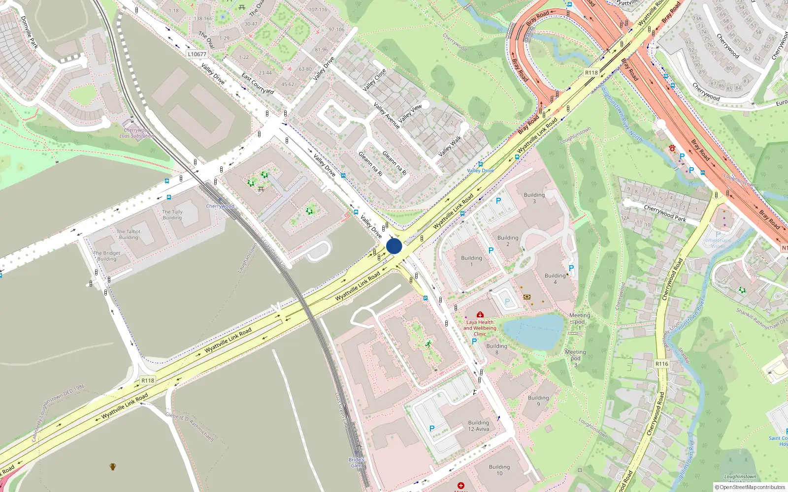 Overhead map showing the location of 3 Mercer's Road, Mercer Vale, Cherrywood