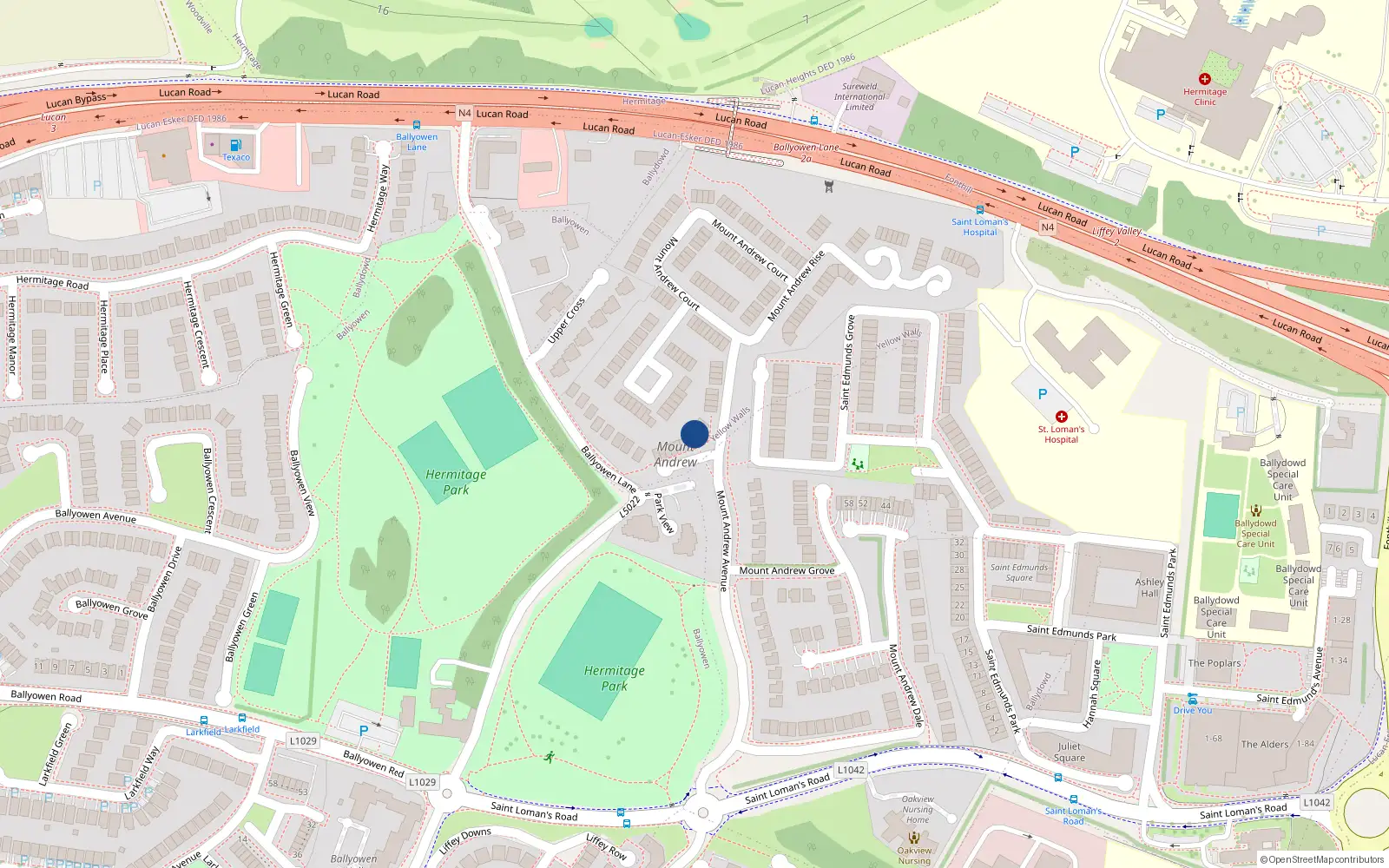Overhead map showing the location of 3 Mount Andrew Avenue, Lucan