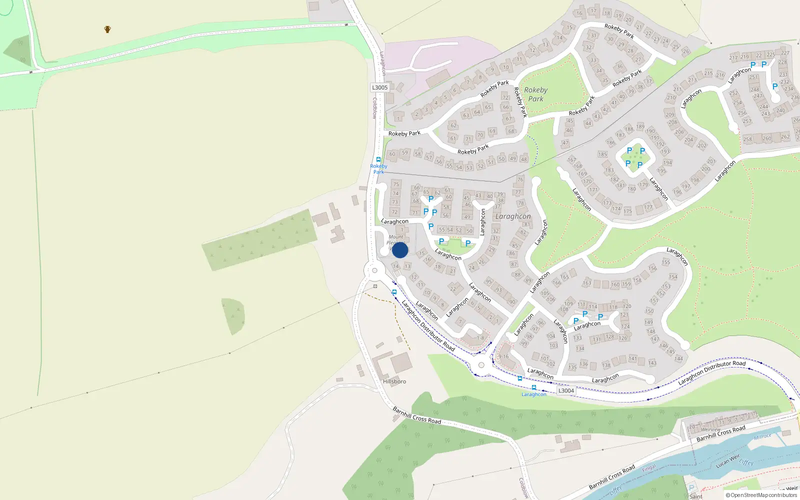 Overhead map showing the location of 3 Mount Pleasant Wood, Lucan