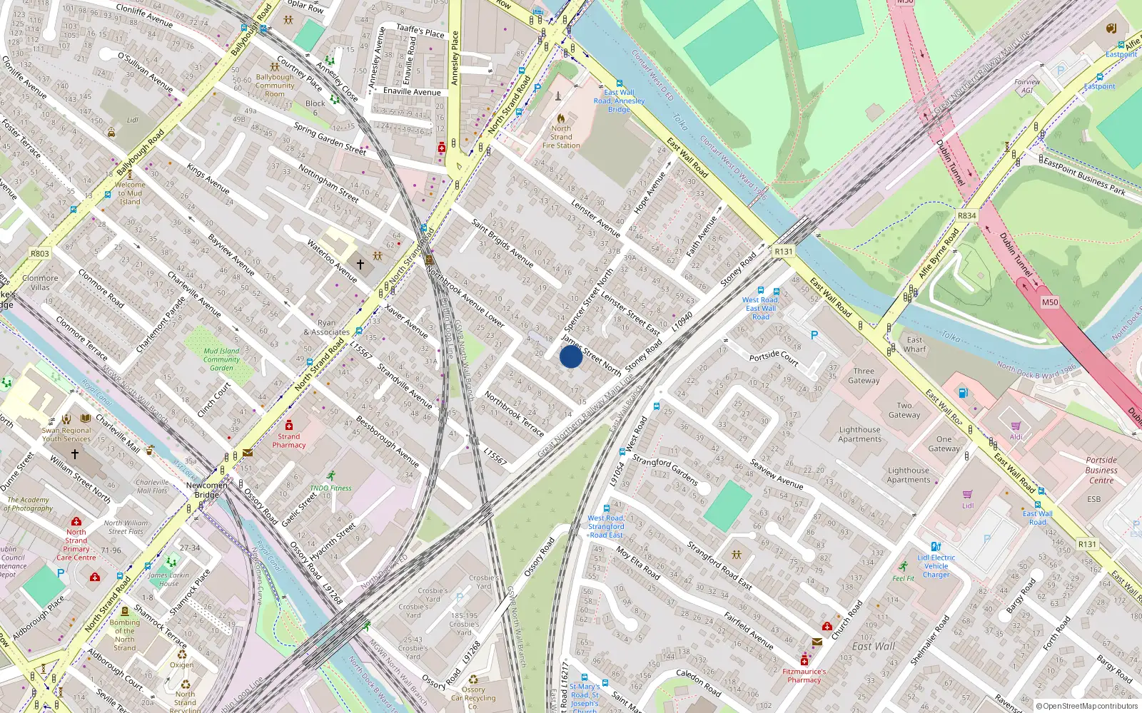 Overhead map showing the location of 3 North Jamess St, North Strand, Dublin 3