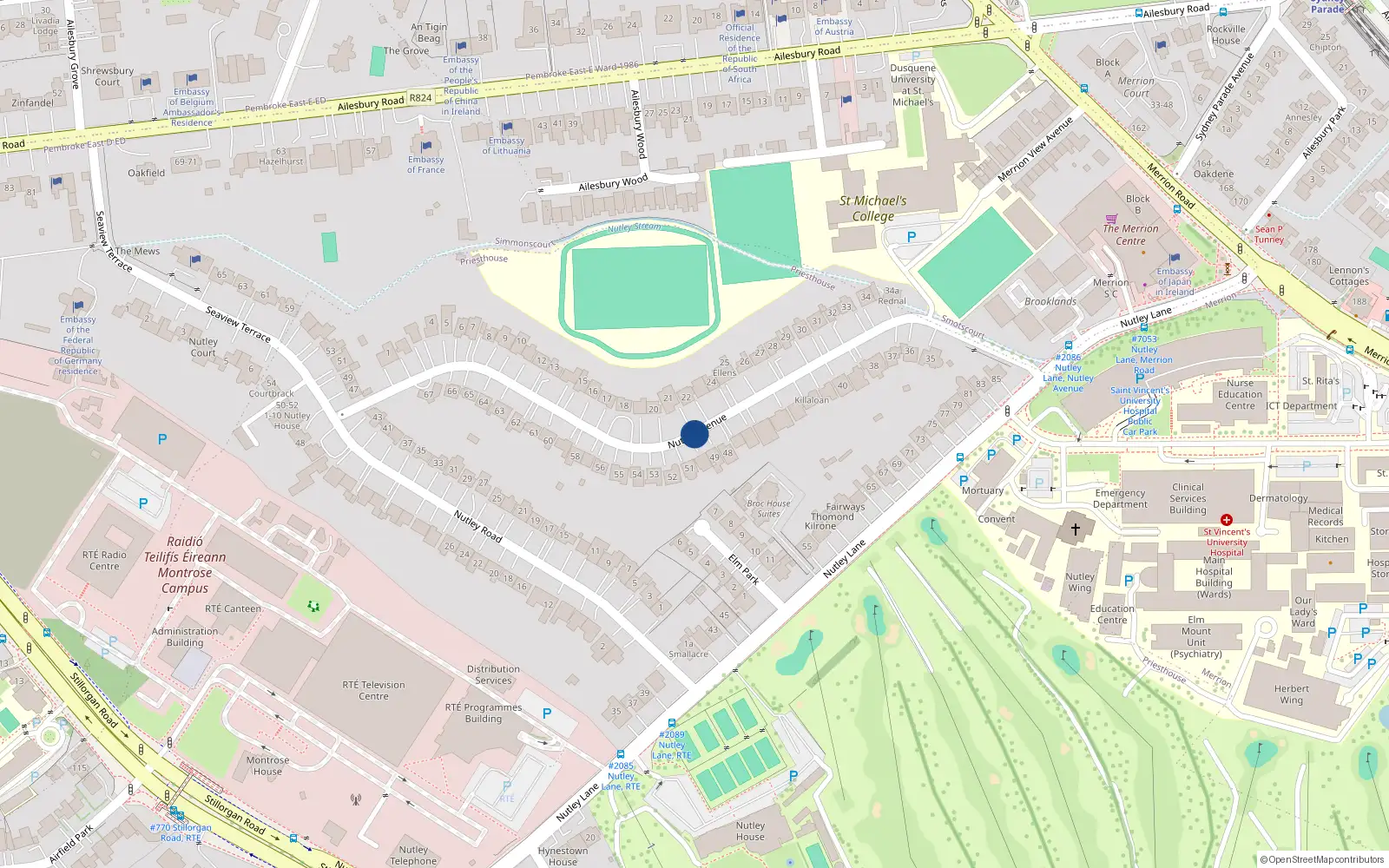 Overhead map showing the location of 3 Nutley Avenue, Priesthouse