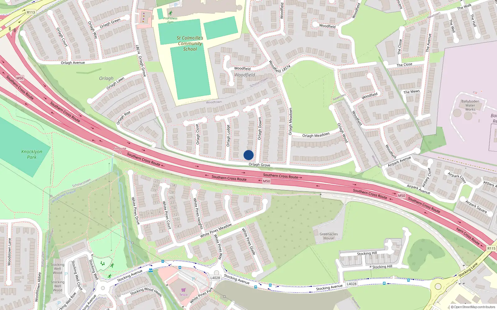 Overhead map showing the location of 3 Orlagh Downs, Dublin 16