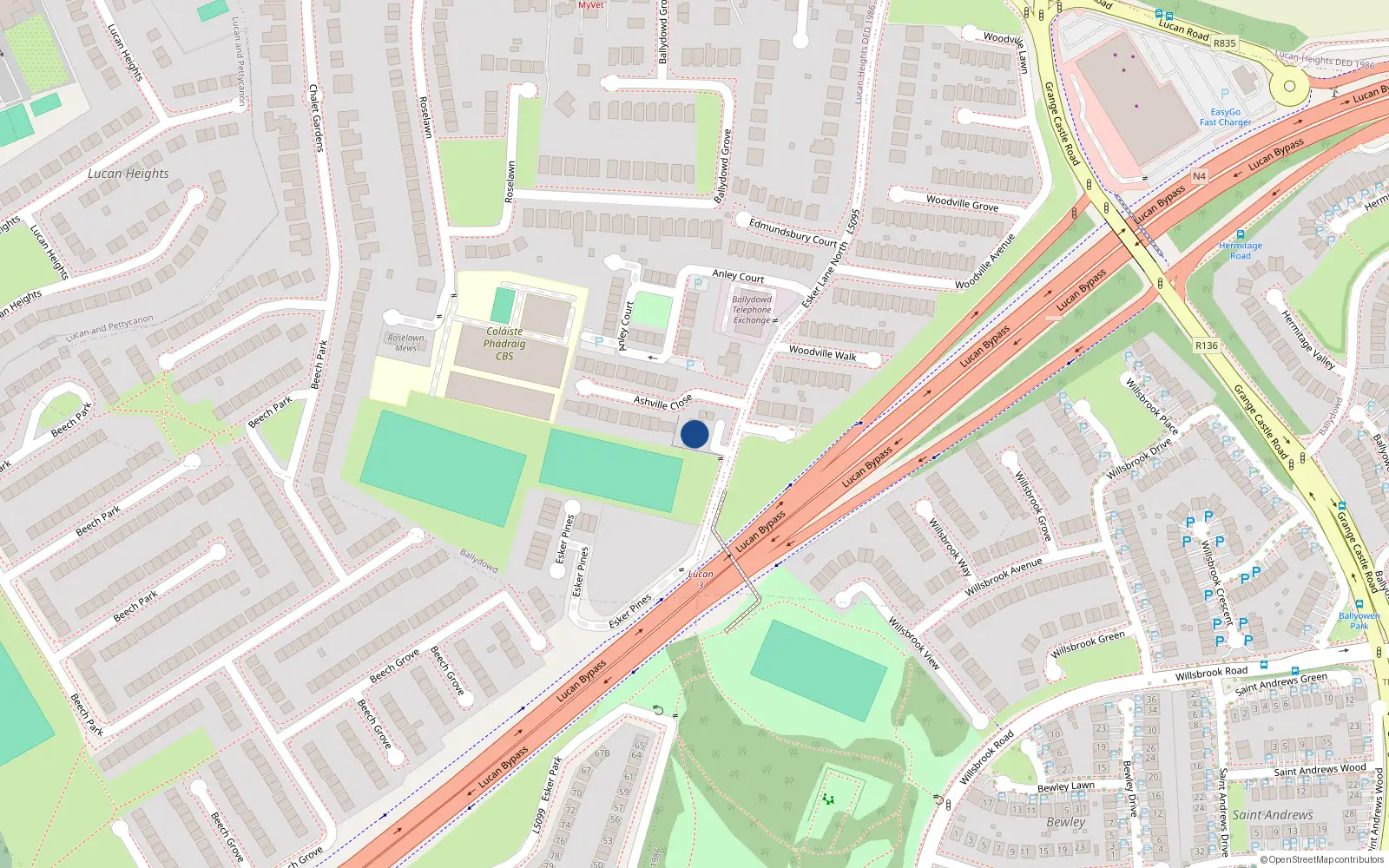Overhead map showing the location of 3 Palmville Close, Esker Lane, Lucan