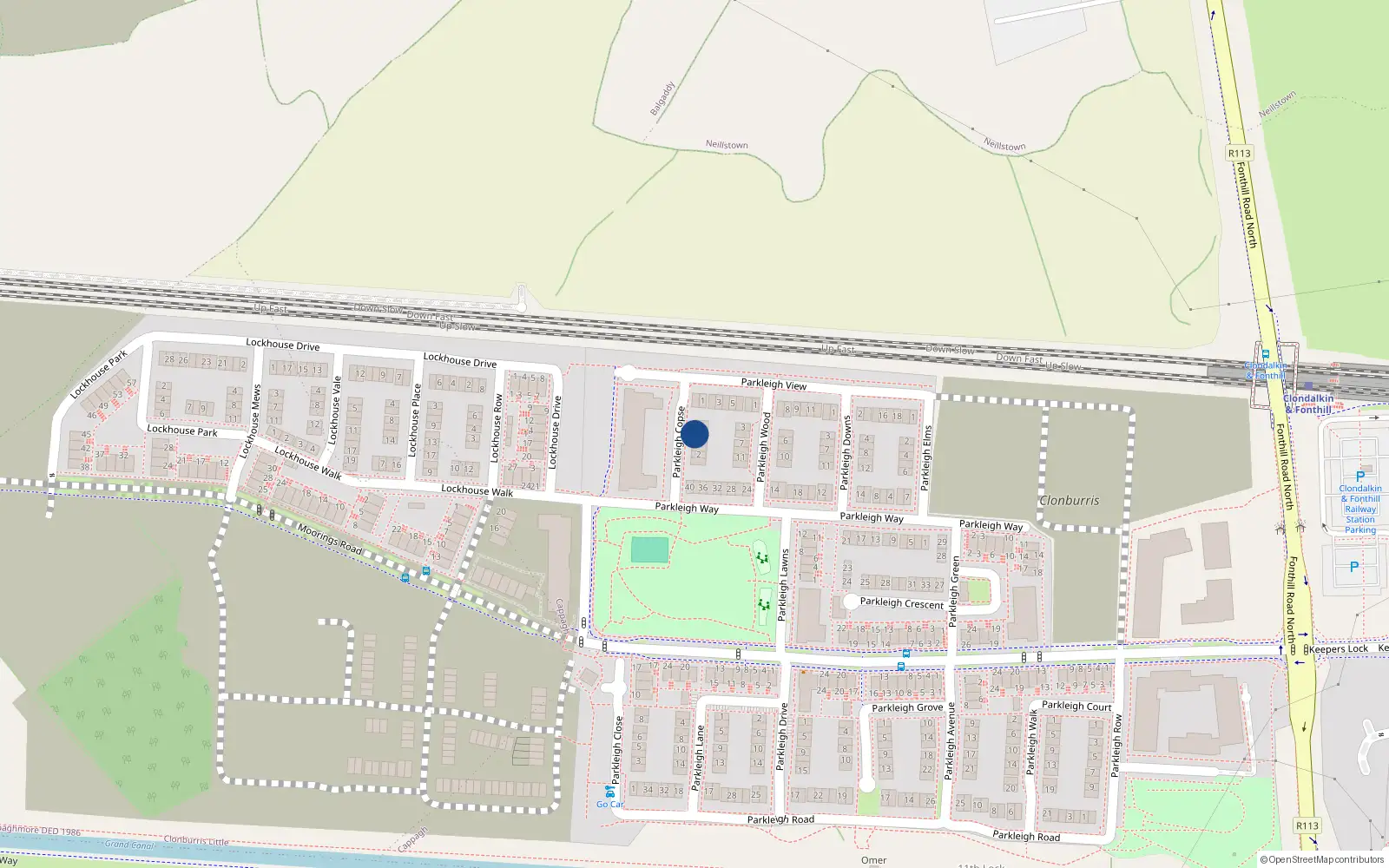 Overhead map showing the location of 3 Parkleigh Copse, Lucan