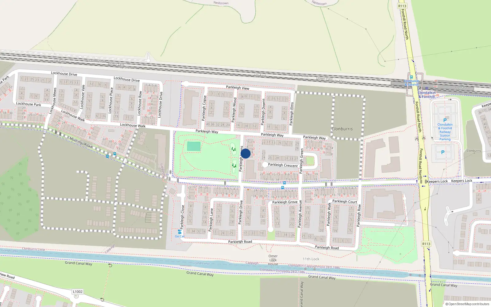 Overhead map showing the location of 3 Parkleigh Lawns, Lucan