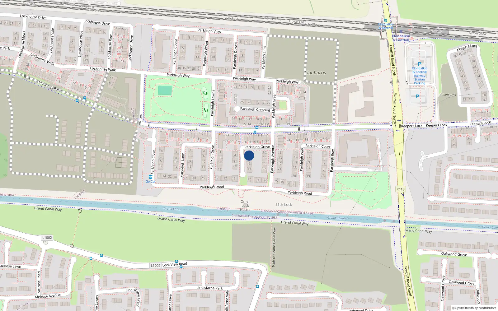 Overhead map showing the location of 3 Parkleigh Square, Dublin 22