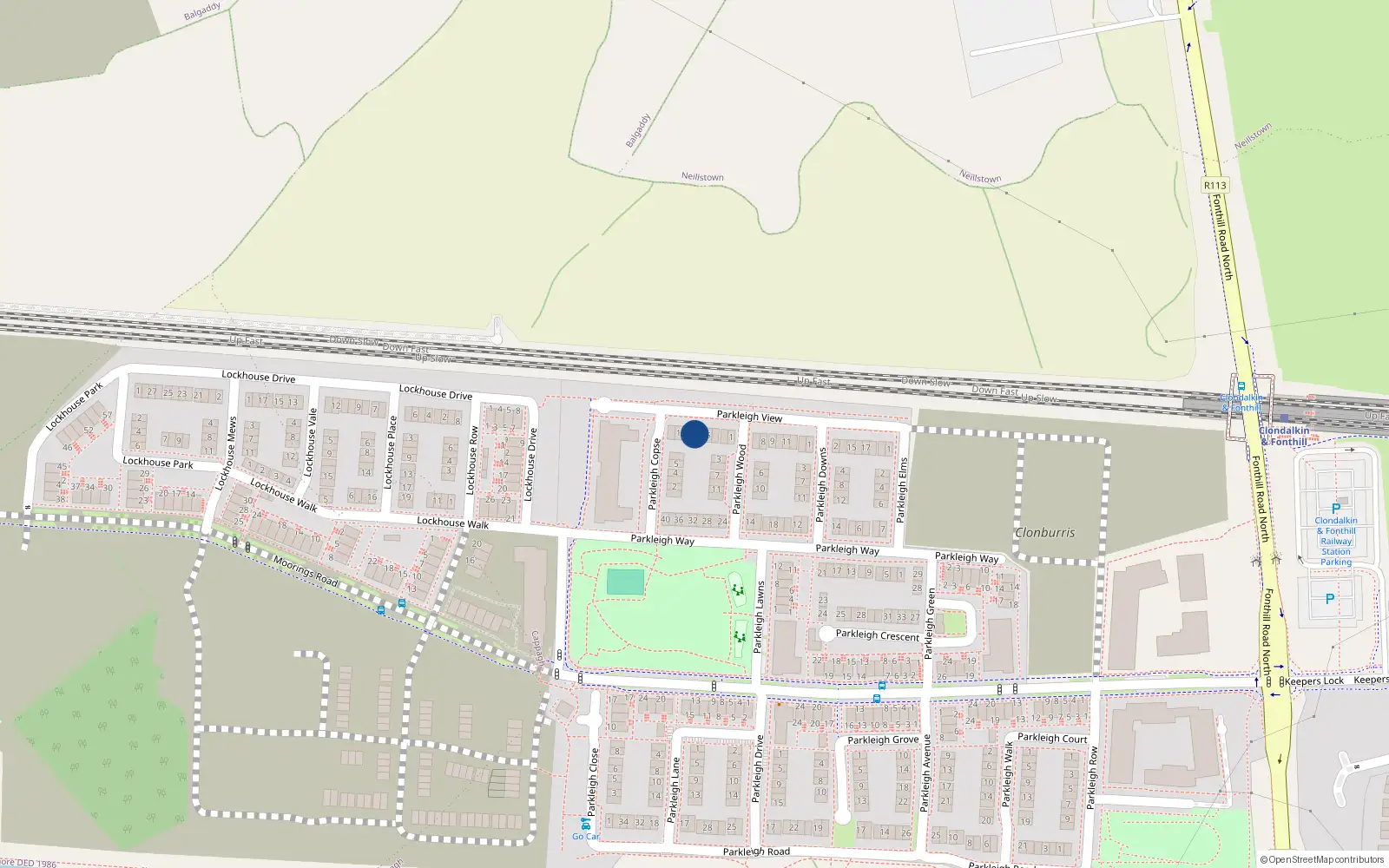 Overhead map showing the location of 3 Parkleigh View, Dublin 22