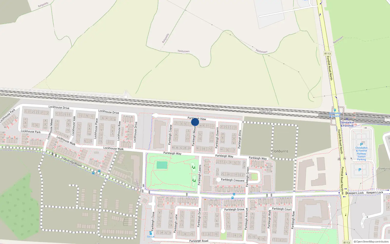 Overhead map showing the location of 3 Parkleigh Wood, Lucan