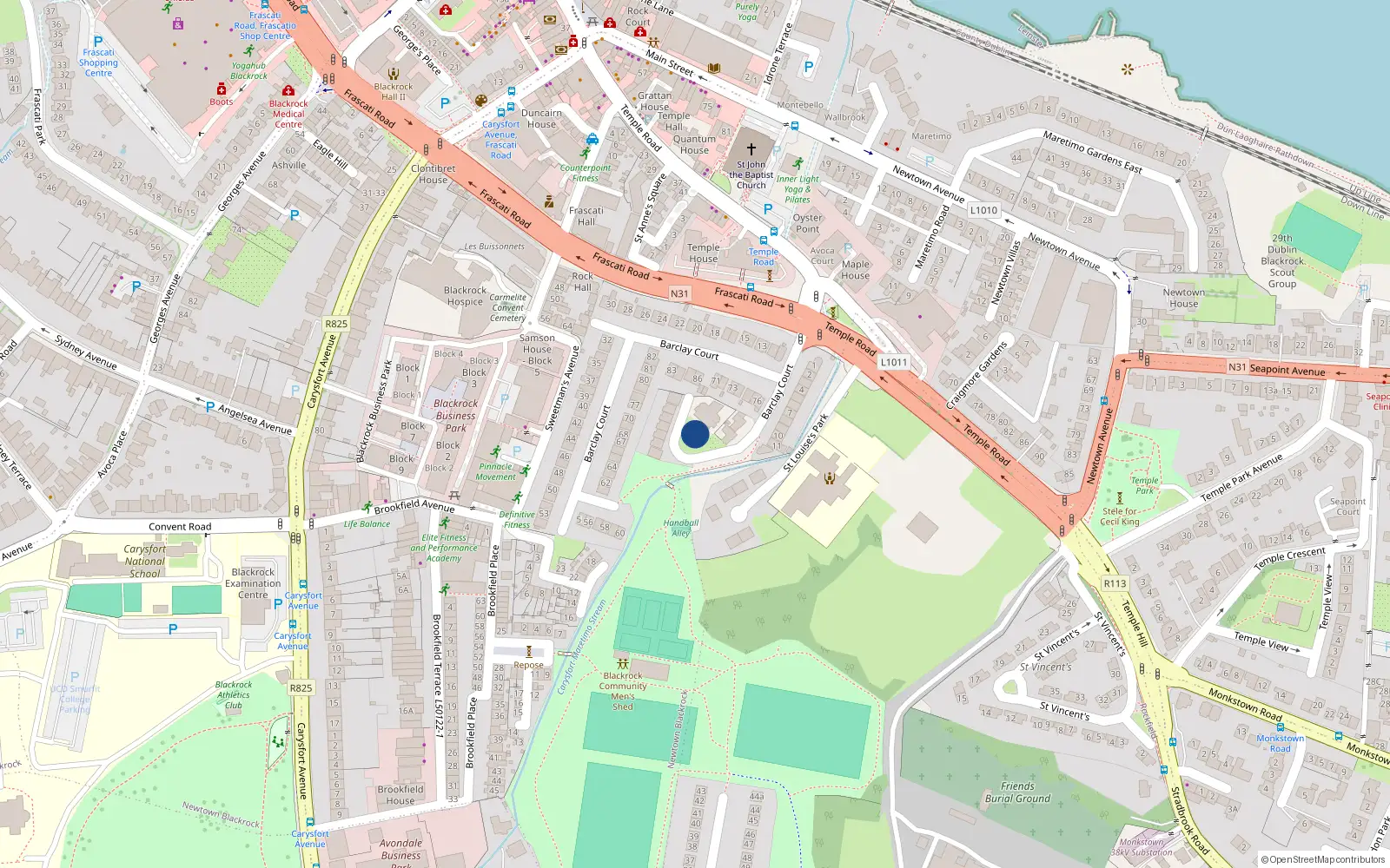 Overhead map showing the location of 3 Prospect Hill, Co. Dublin