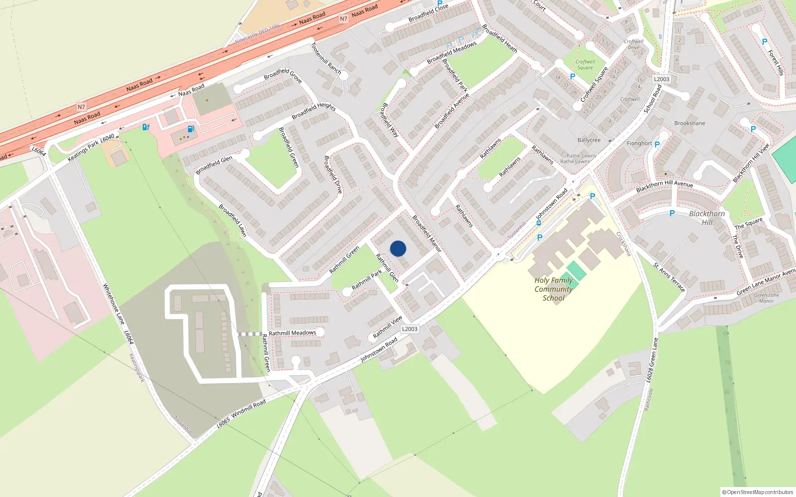 Overhead map showing the location of 3 Rathmill Green, Broadfield Manor
