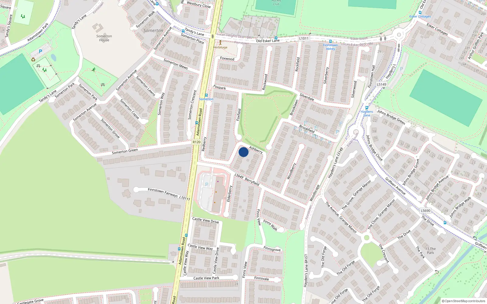 Overhead map showing the location of 3 Redberry, Lucan