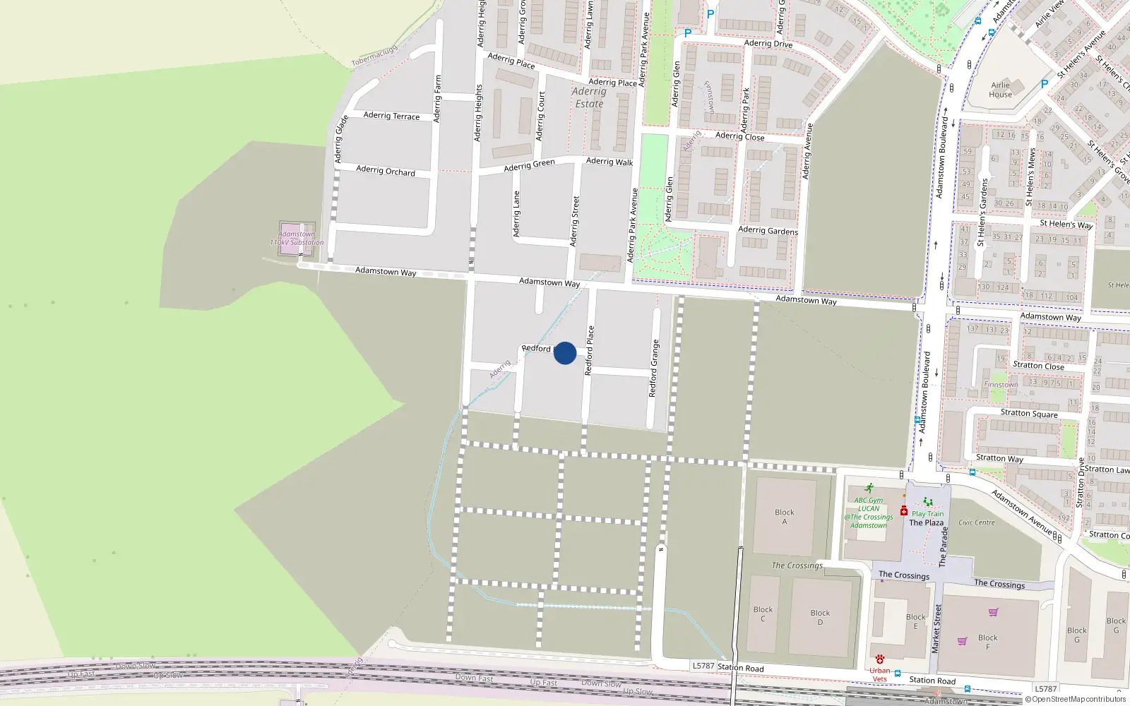Overhead map showing the location of 3 Redford Drive, Lucan