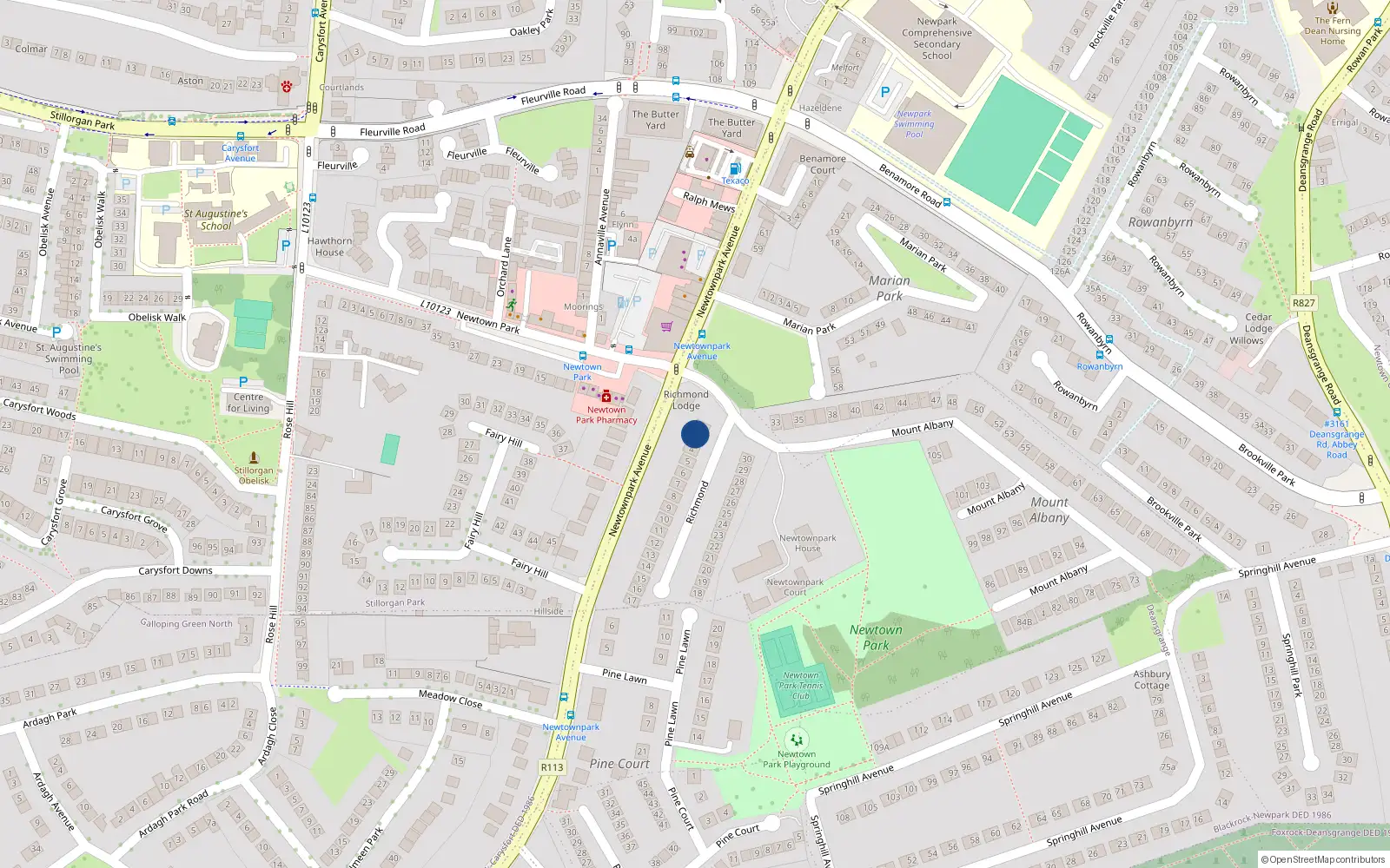 Overhead map showing the location of 3 Richmond, Blackrock