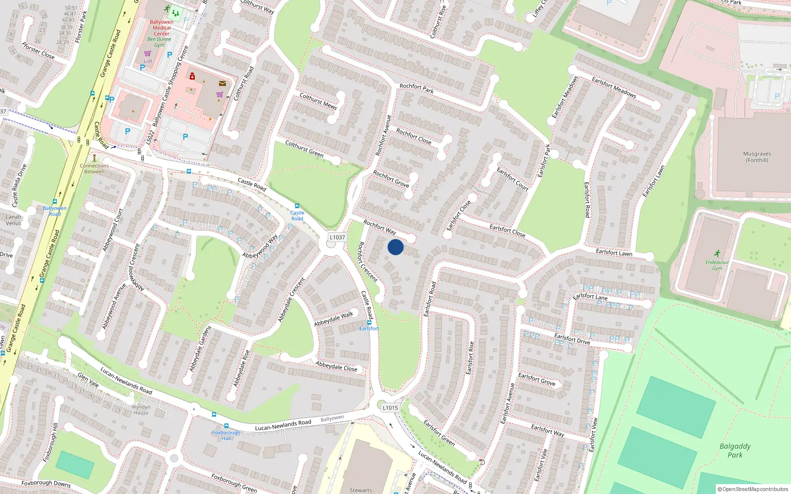 Overhead map showing the location of 3 Rochfort Way, Lucan