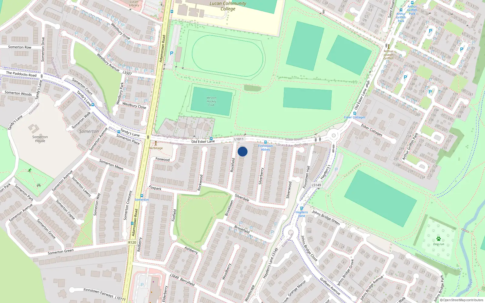 Overhead map showing the location of 3 Rockfield, Lucan