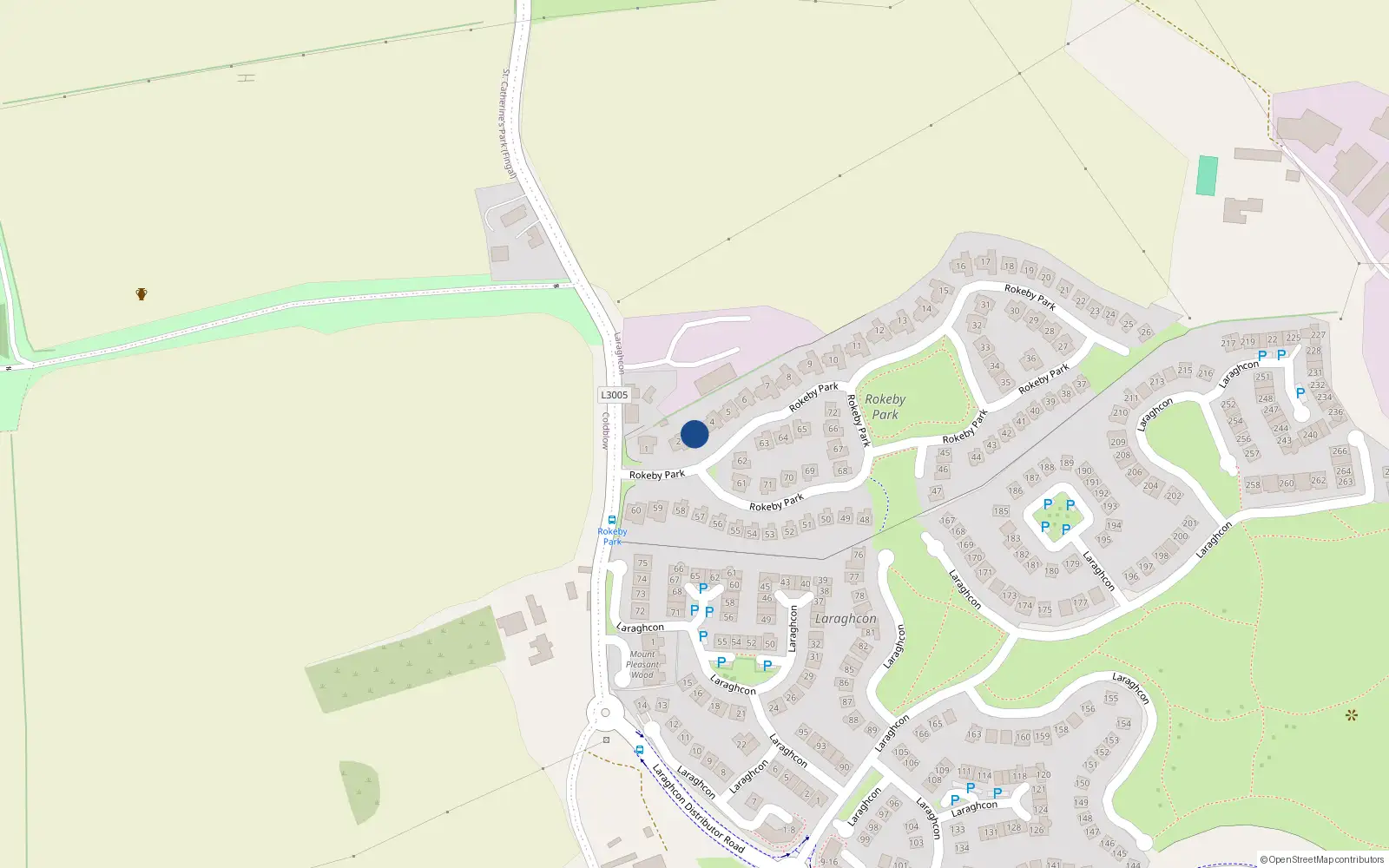 Overhead map showing the location of 3 Rokeby Park, Lucan