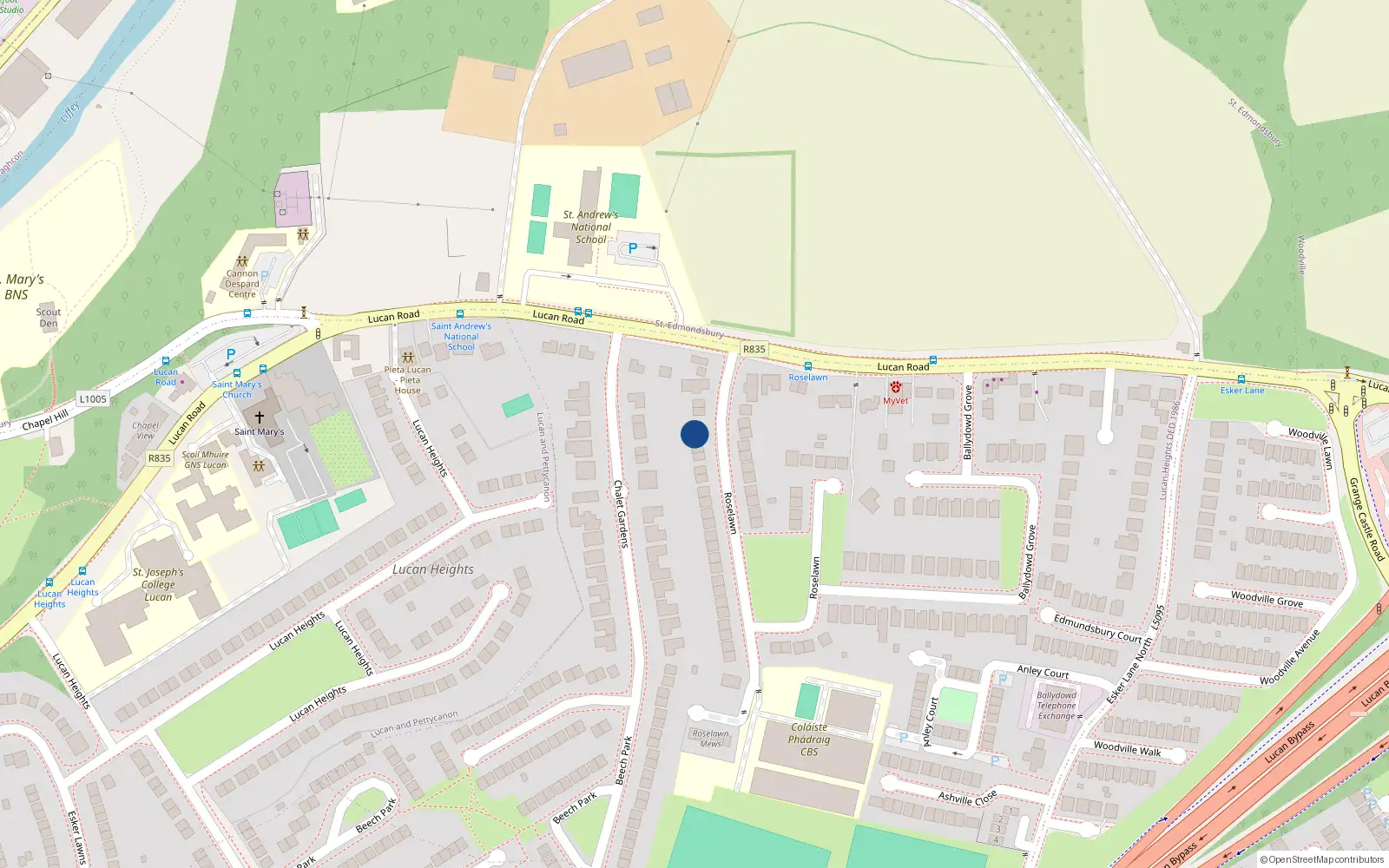 Overhead map showing the location of 3 Roselawn, Lucan