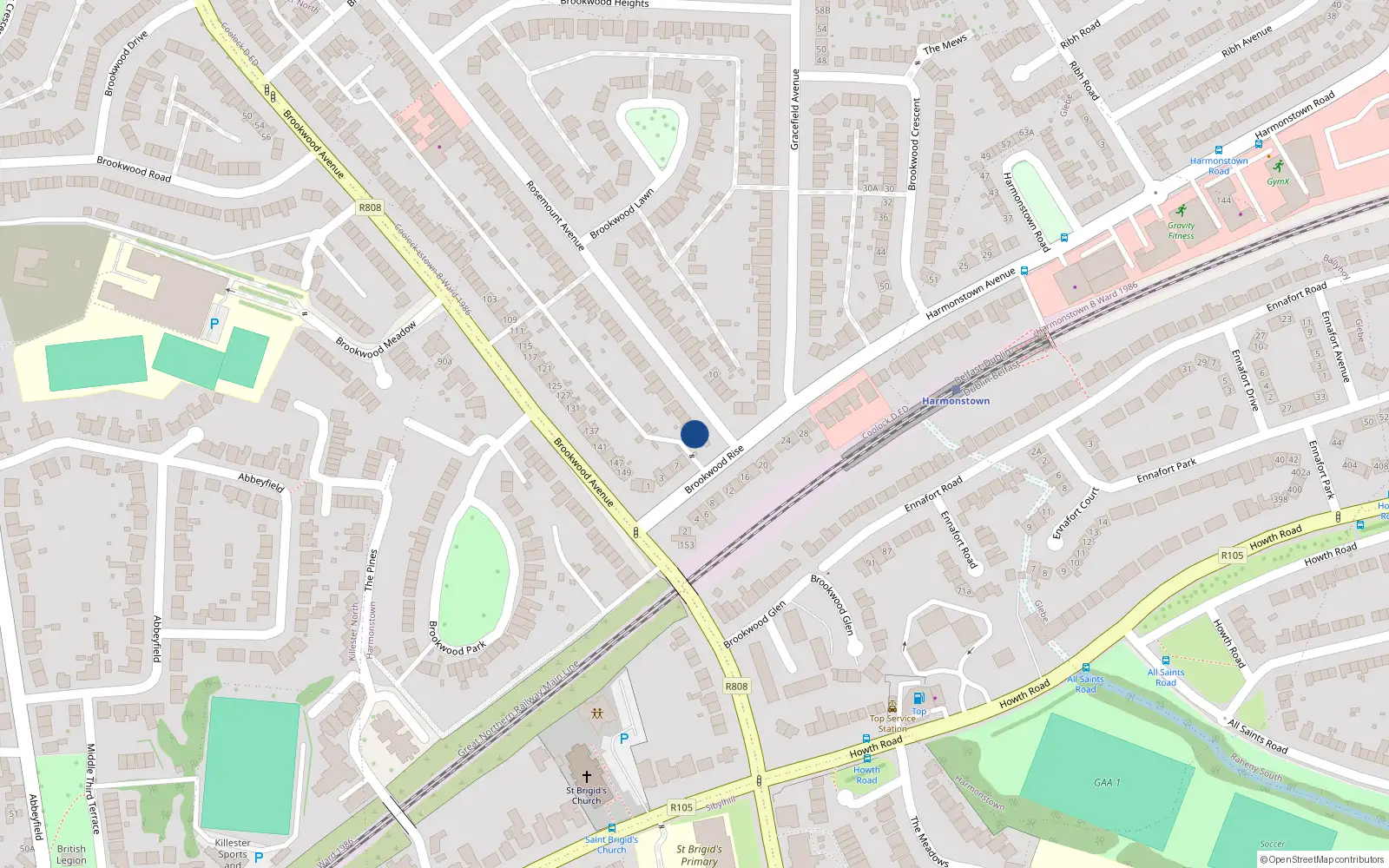 Overhead map showing the location of 3 Rosemount Avenue, Dublin 5