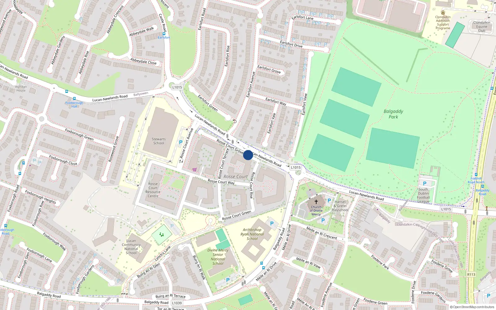 Overhead map showing the location of 3 Rosse Court Grove, Lucan