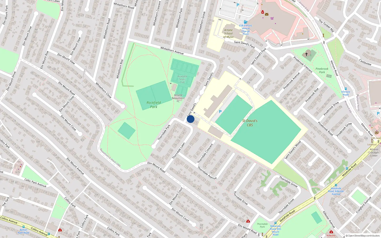Overhead map showing the location of 3 Saint David's, Dublin 5
